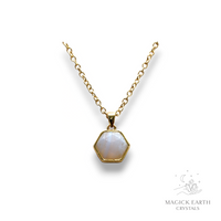 Blue Lace Agate  Faceted Hexagon Pendant  For Communication & Tranquility