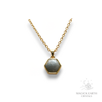 Labradorite Faceted Hexagon  Pendant For Magickal Protection