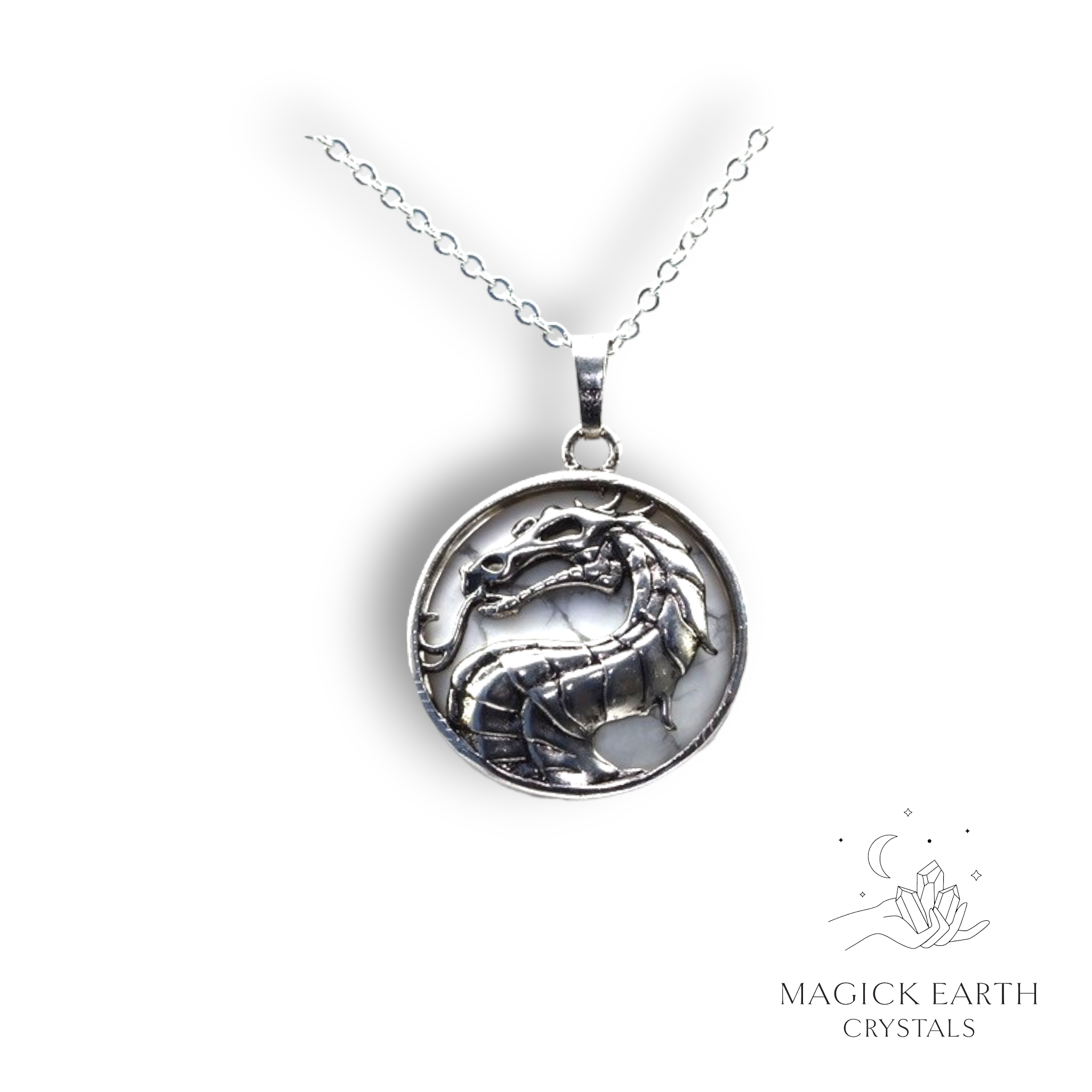 Howlite Dragon Pendant For Calm Communication