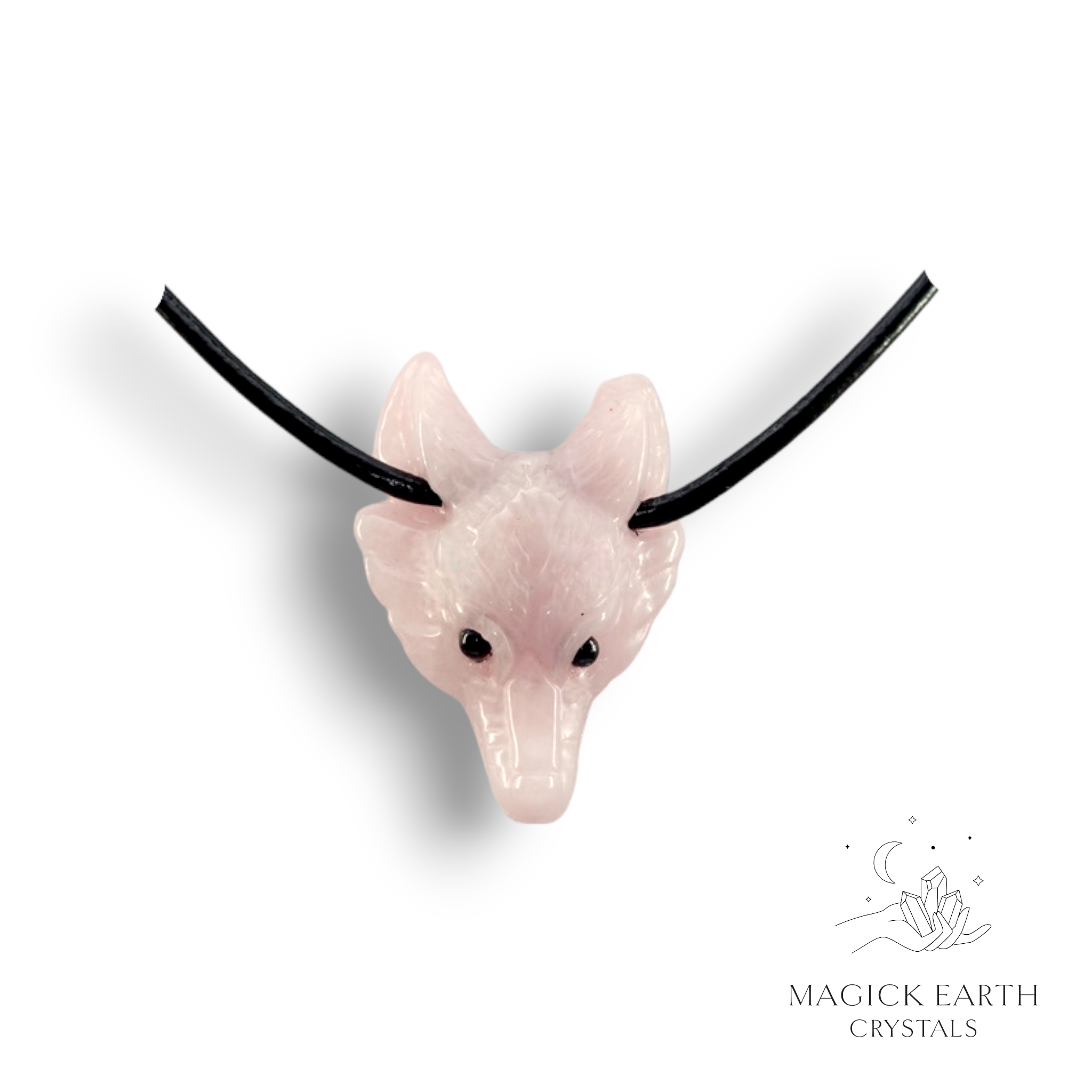 Rose Quartz  Wolf Head Pendant For Amplified Love