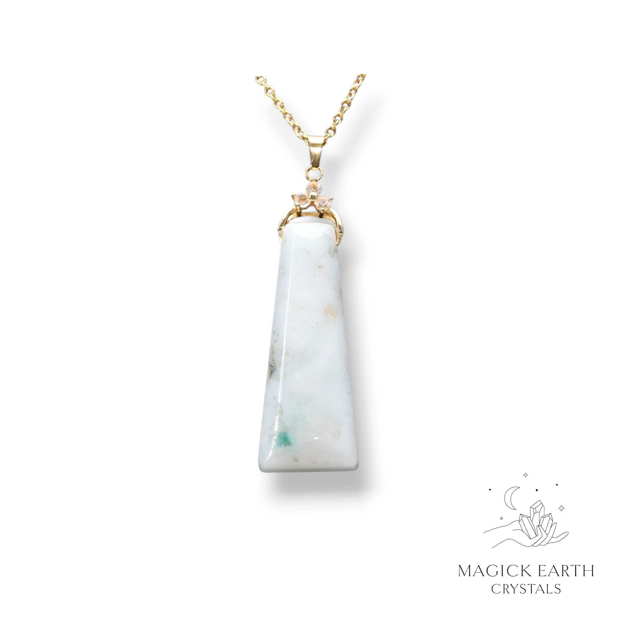 Amazonite  Trapezoid Pendant Lighter Shade with Gold Finish For Boundaries & Emotional Balance