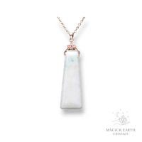 Amazonite  Trapezoid Pendant Lighter Shade with Rose Gold Finish For Boundaries & Emotional Balance