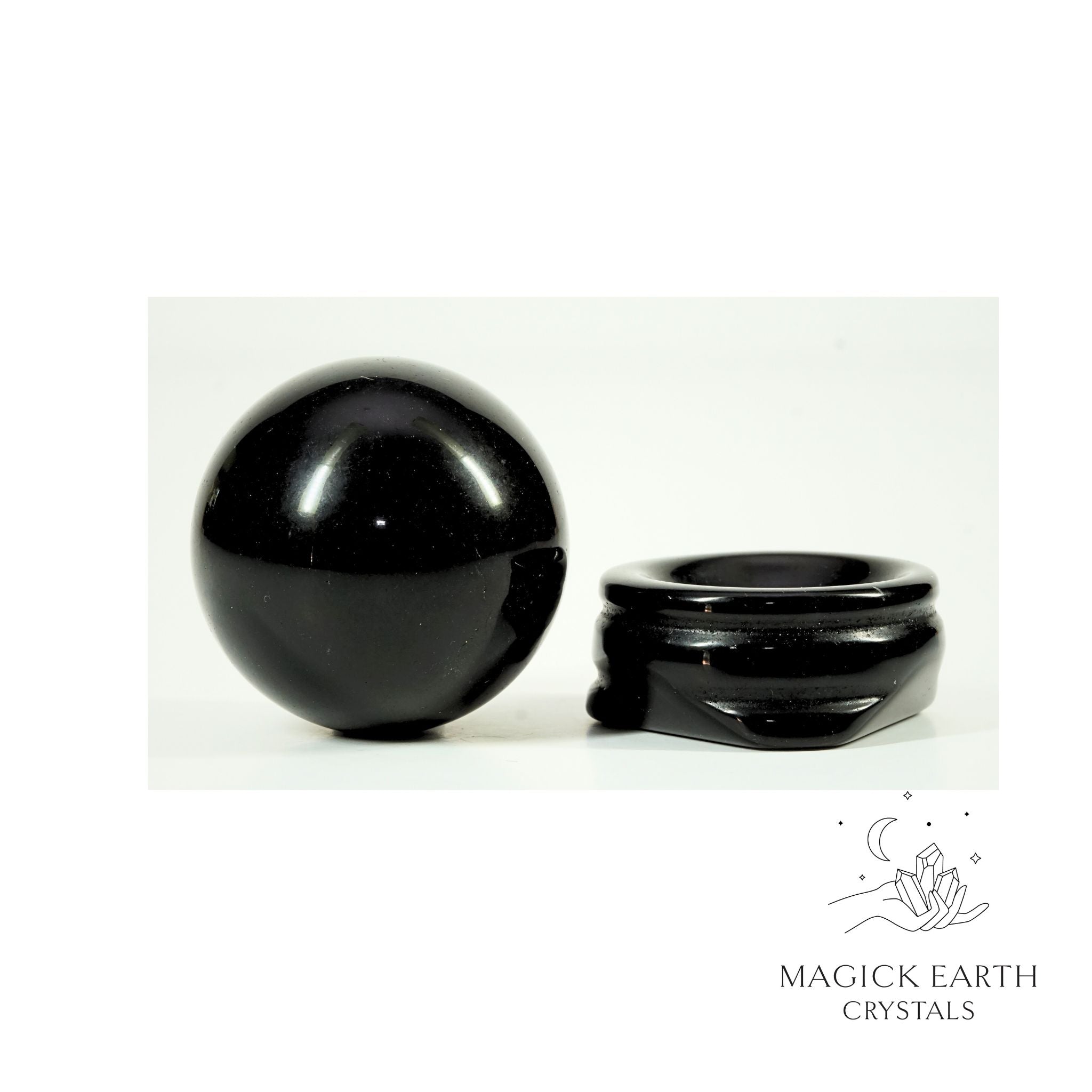 Obsidian  30mm Sphere On Matching Stand For Tough Love Protection