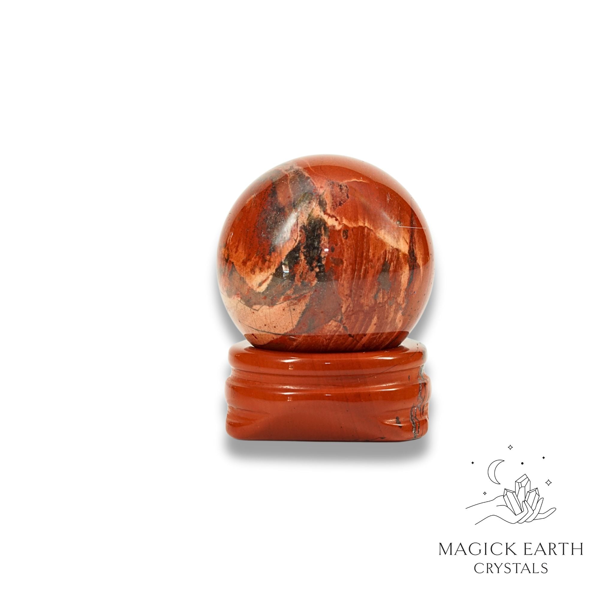 Red Jasper  30mm Sphere With Matching Red Jasper Stand For Grounded Power
