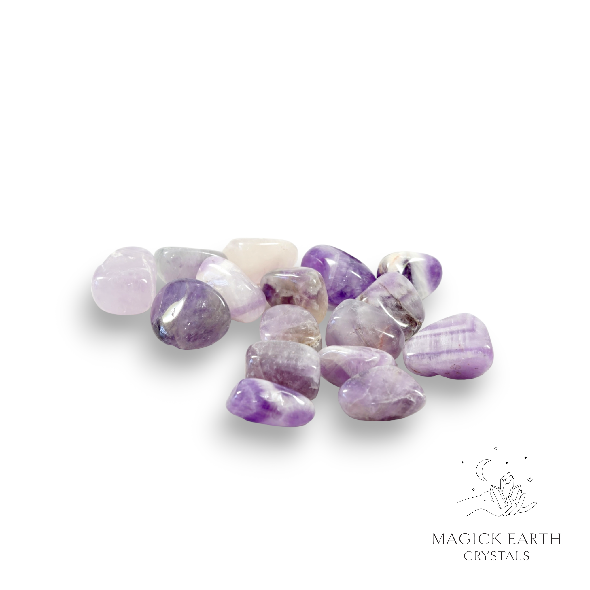 Amethyst Chevron Tumbled Crystals Smaller Size For Stress Relief & Sleep