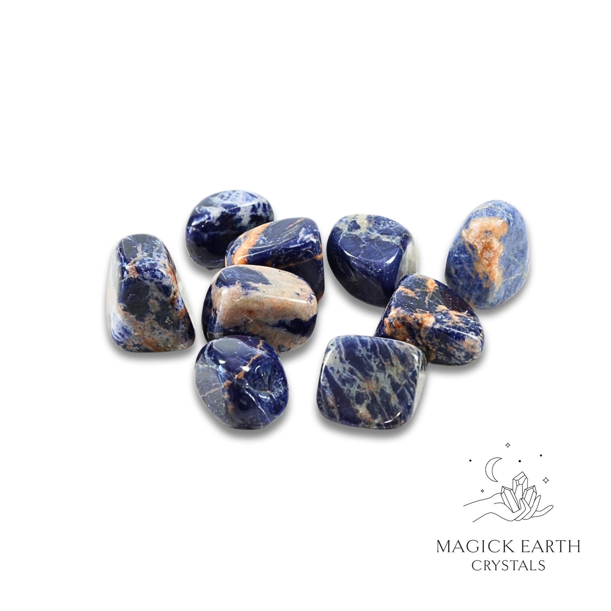 Sodalite  Tumbled Stones with Orange Feldspar Inclusions For Calm Expression