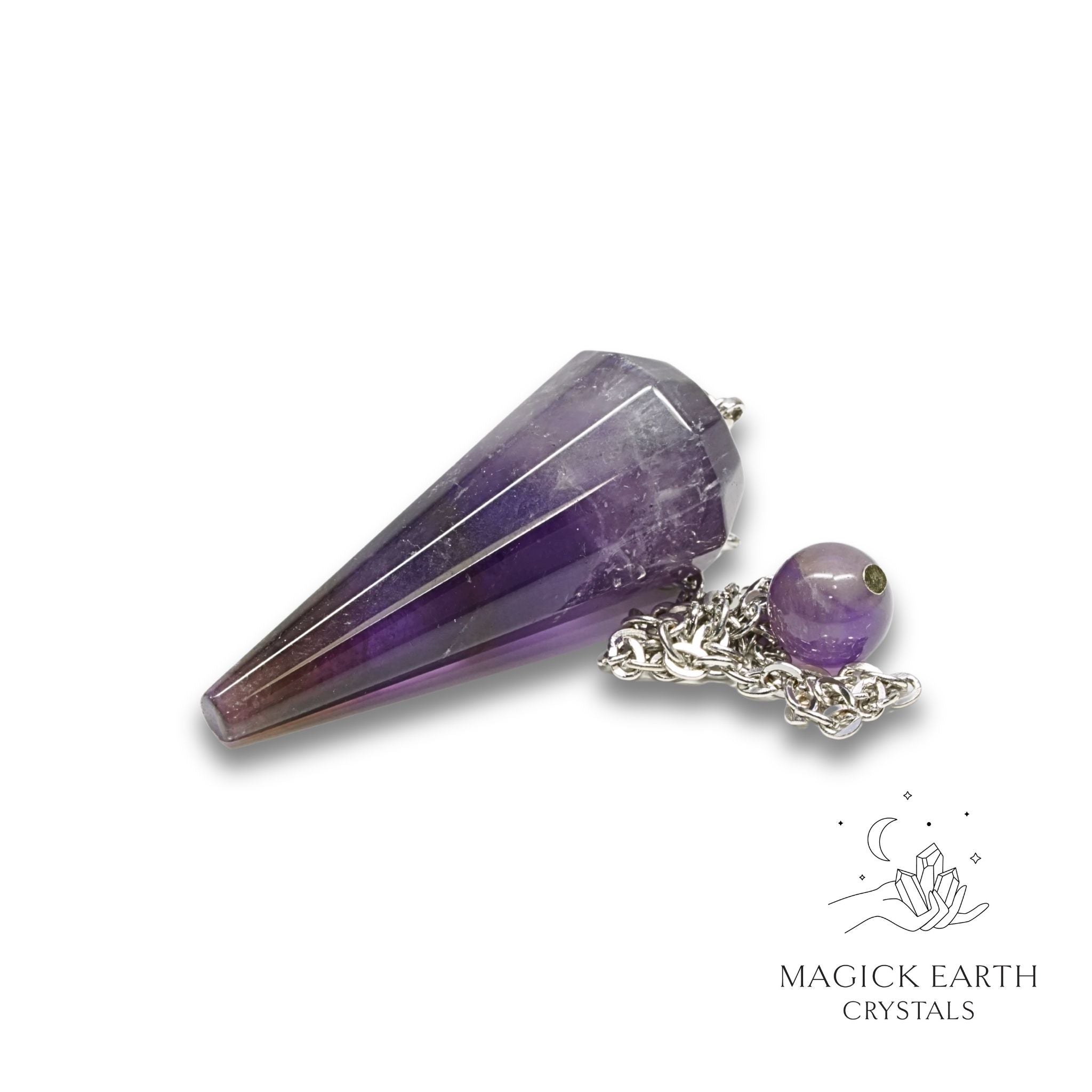 Amethyst 12 Facet Pendulum With Platinum Finish For Sacred Stillness