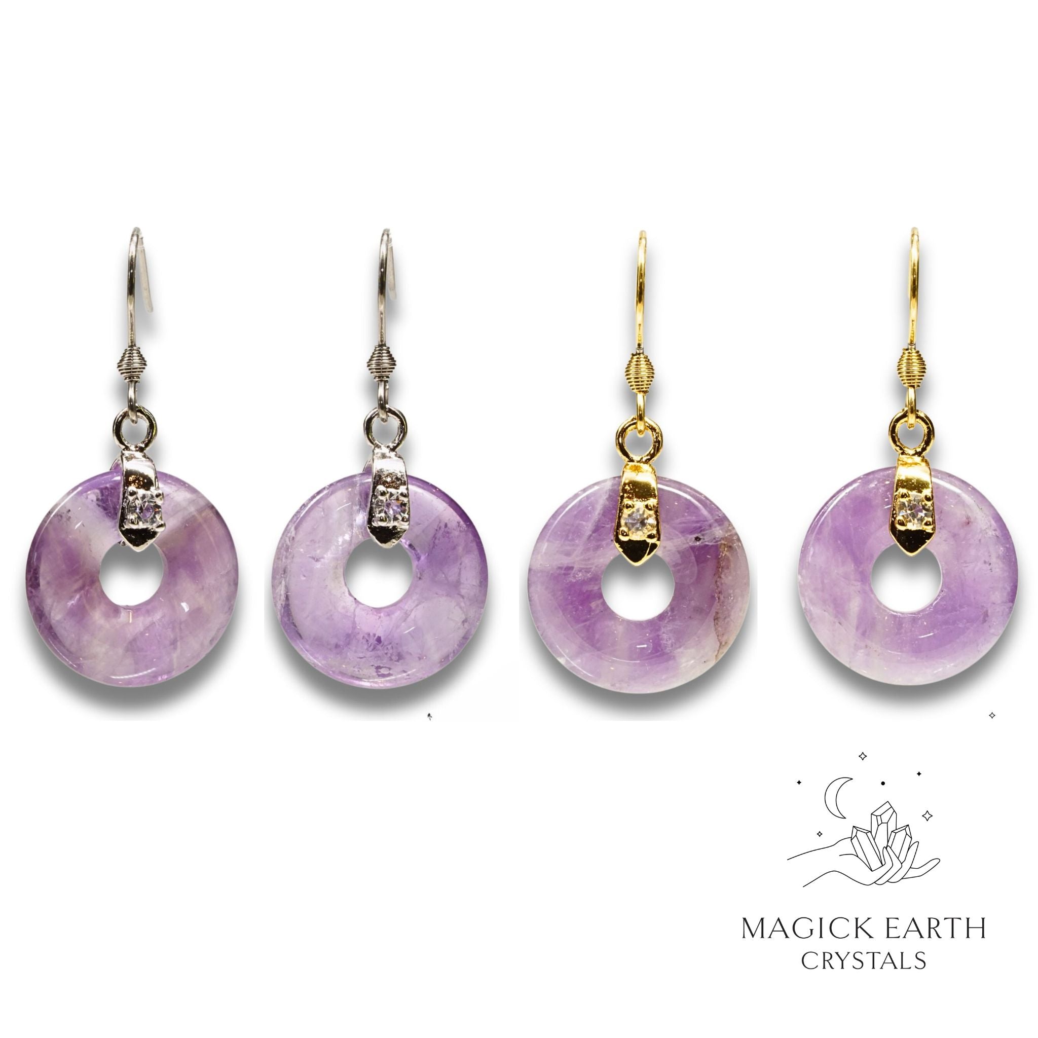Amethyst  Donut  Earrings For  Sacred Stillness