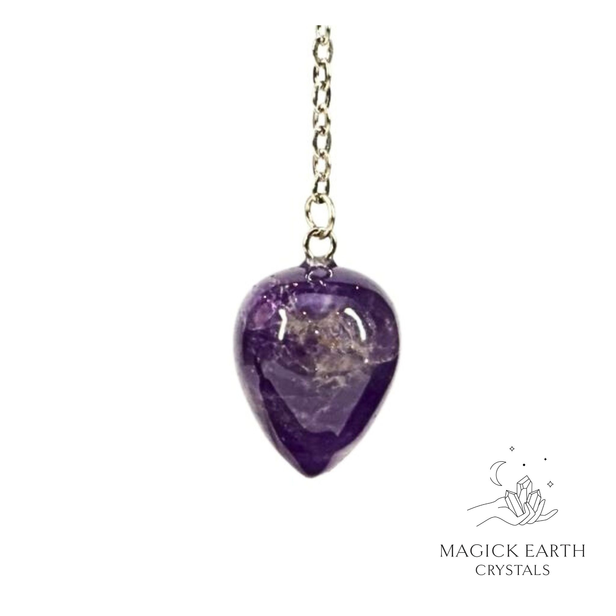 Amethyst Water Drop Pendulum for Sacred Stillness