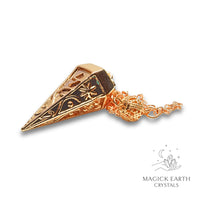 Brass Textured Cone Pendulum With Rose Gold Finish