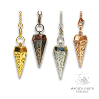 Brass Textured Cone Pendulums With Gold, Platinum, RoseGold or Copper Finish