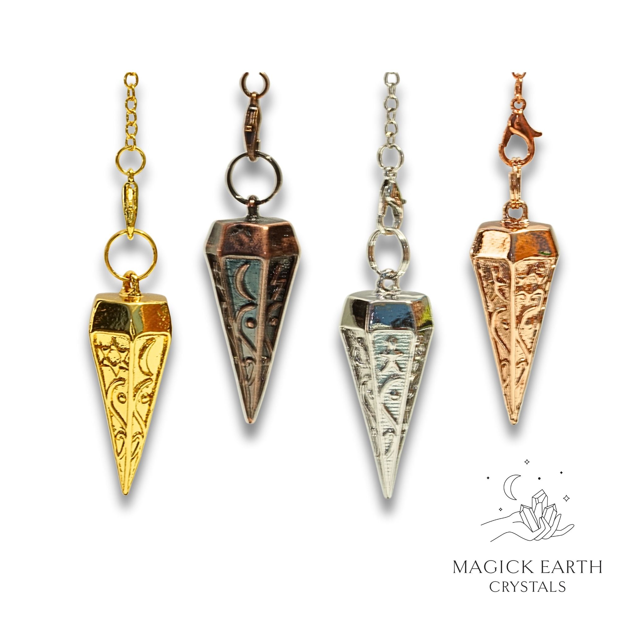 Brass Textured Cone Pendulums With Gold, Platinum, RoseGold or Copper Finish