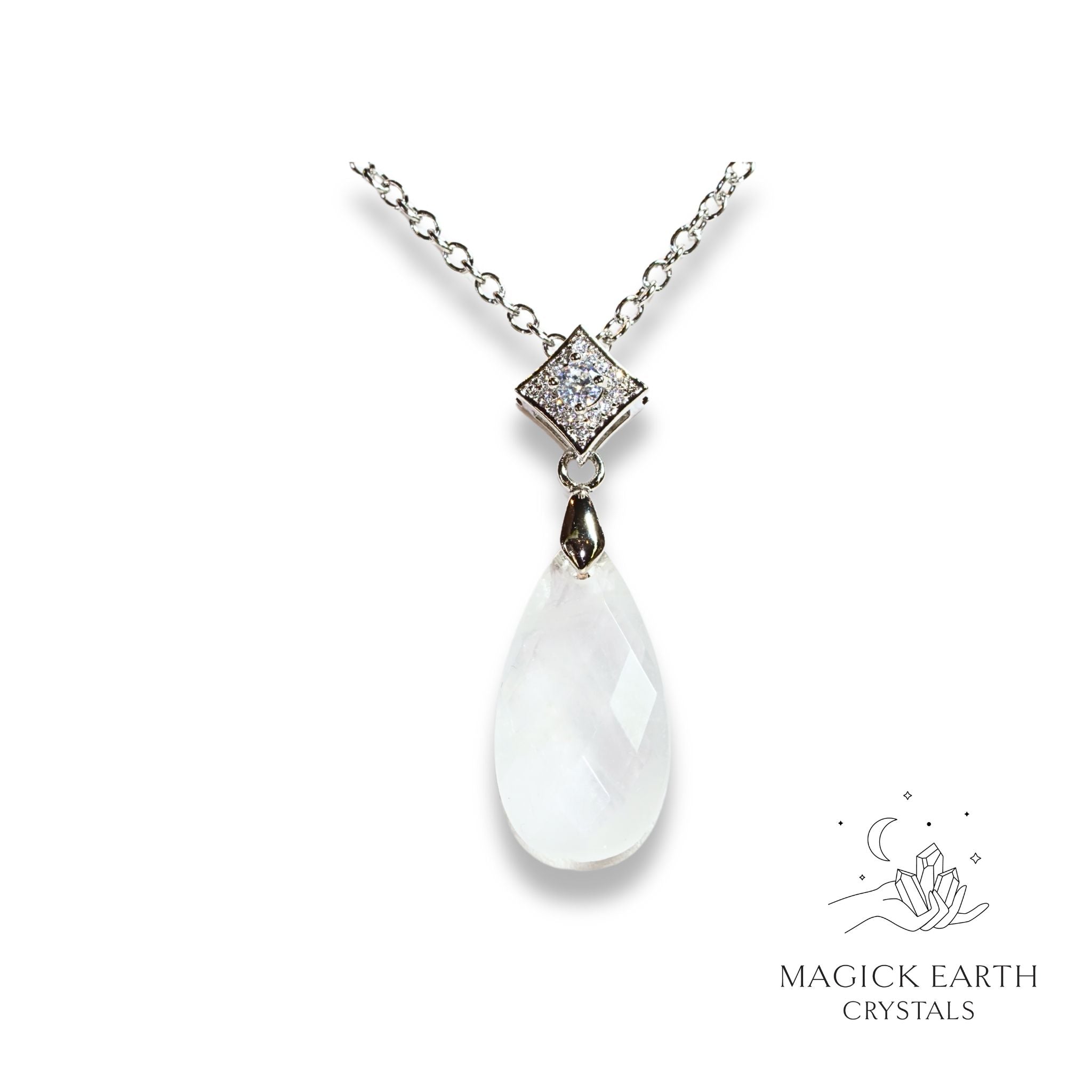 Clear Quartz Faceted Pendant  with Platinum Finish For Amplified Insight