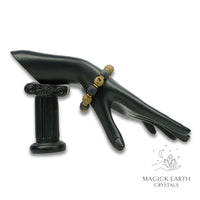 Electroplated Druzy Crystal Bracelet in charcoal & gold stretch for steady strength