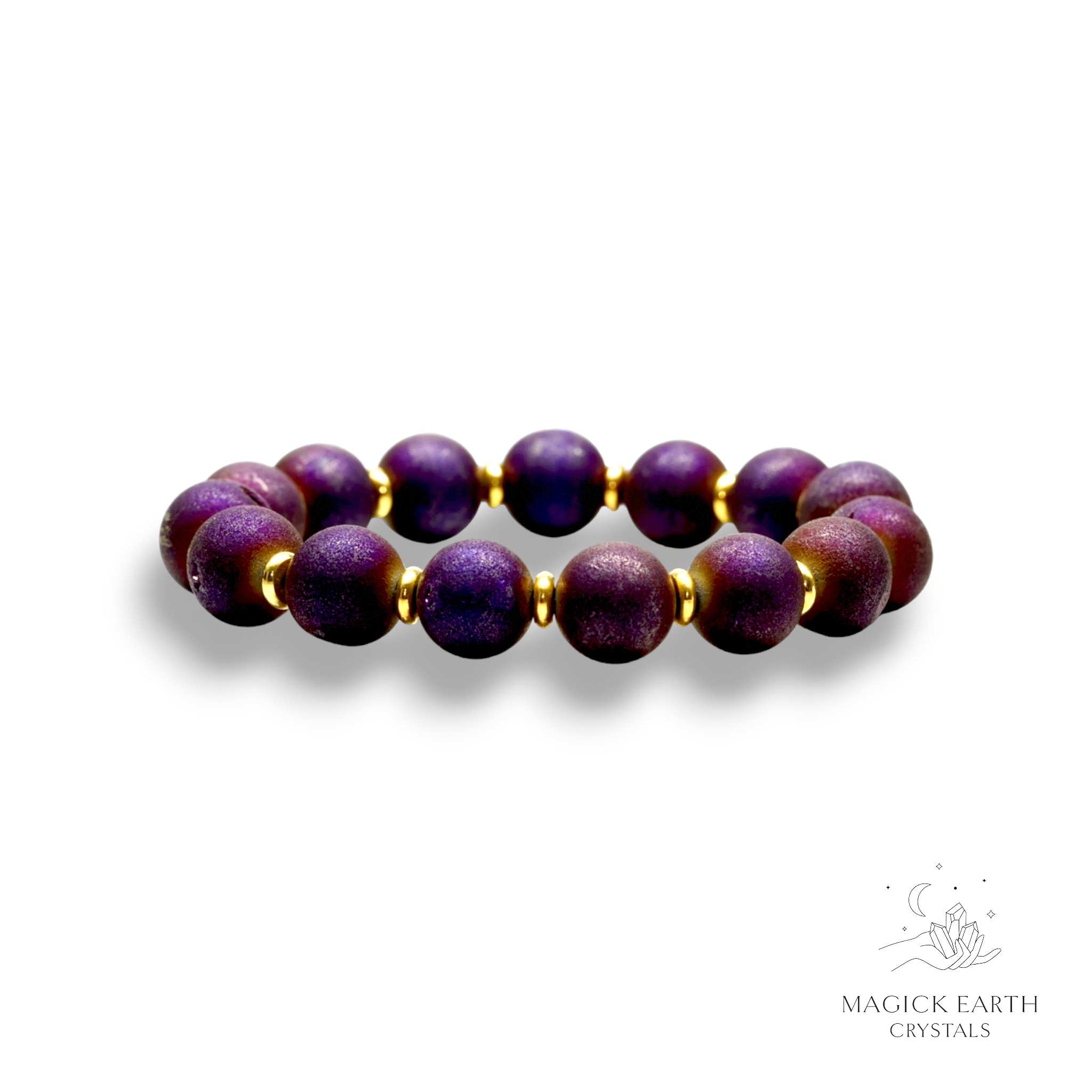 Electroplated Druzy Bracelet in Purple with Stretch Finish for Steady Strength