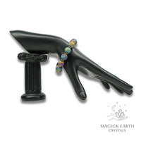 Electroplated Druzy Bracelet in rainbow with Stretch Finish for Steady Strength