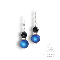 Electroplated Druzy Earrings in Platinum with Blue Finish for Steady Strength