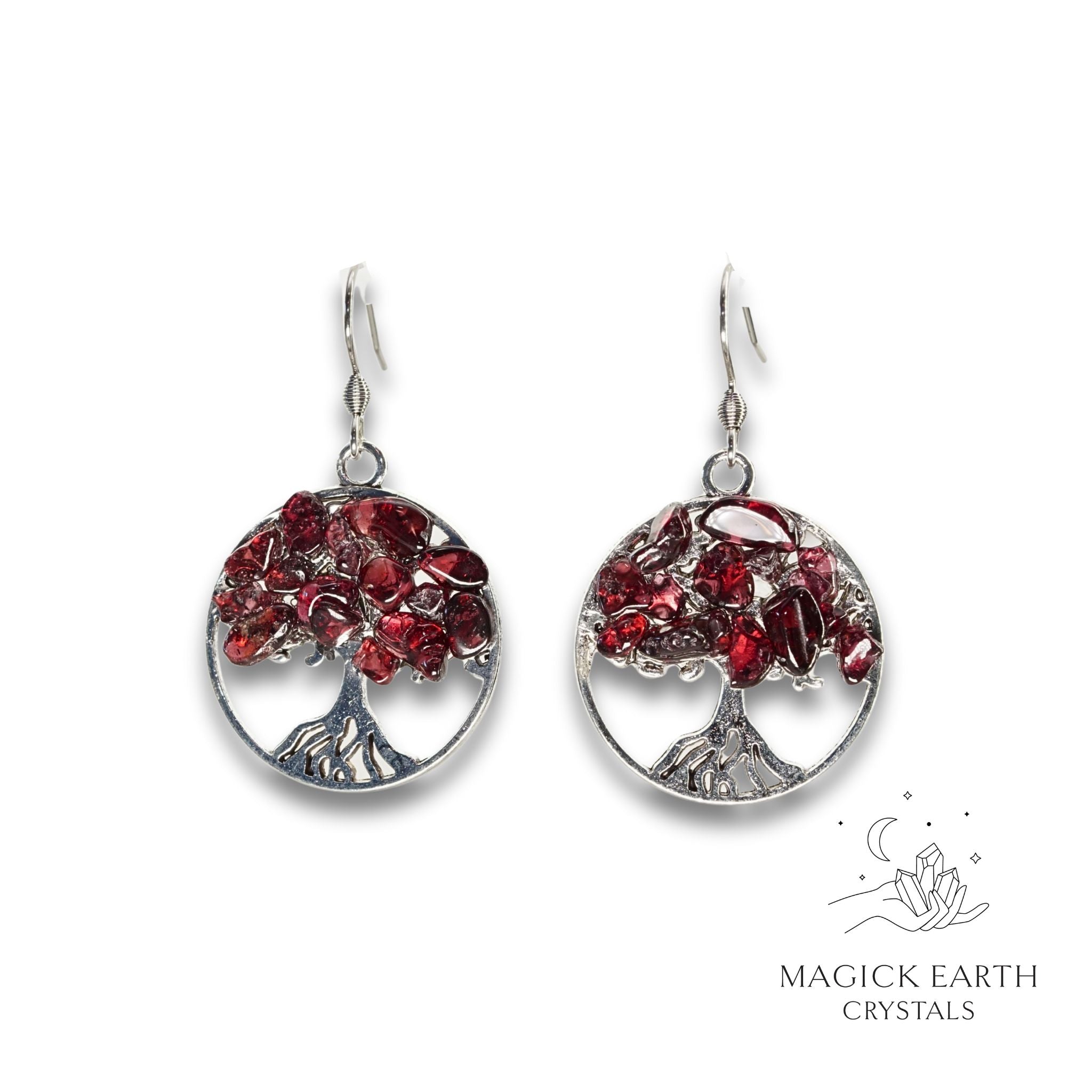 Garnet Tree OF Life Earrings For Passionate Purpose