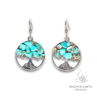 Howlite Tree Of Life Earrings Blue For Calm Communication