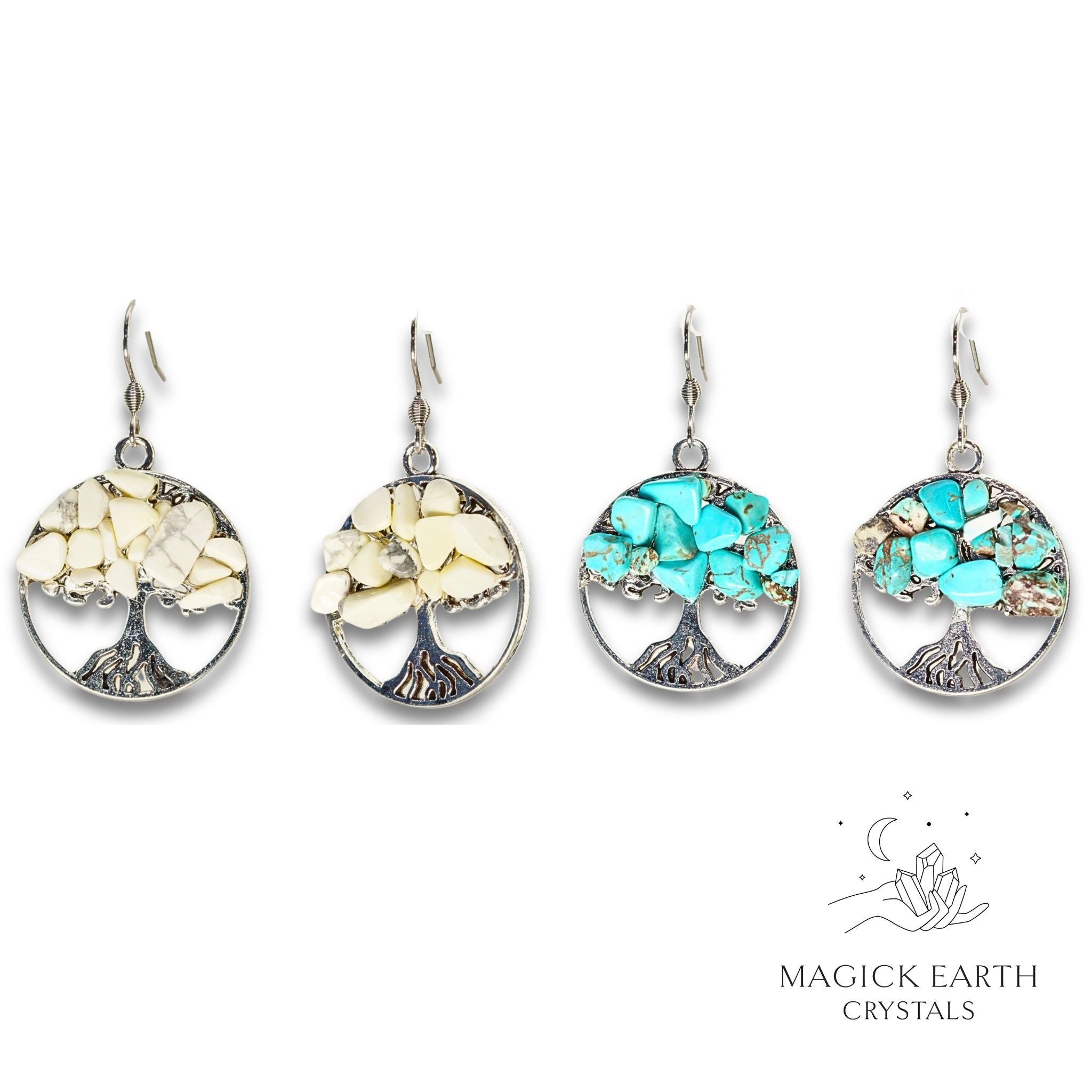 Howlite Tree Of Life Earrings For Calm Communication