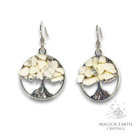 Howlite Tree Of Life Earrings Cream For Calm Communication