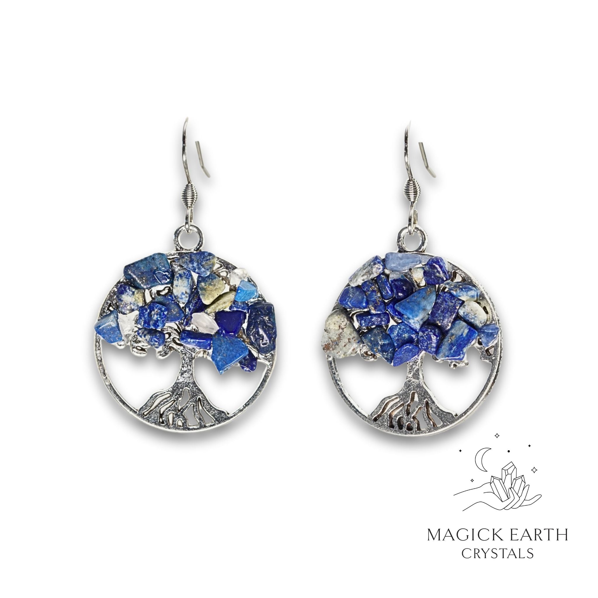 Lapis Lazuli Tree OF Life Earrings For Inner Vision