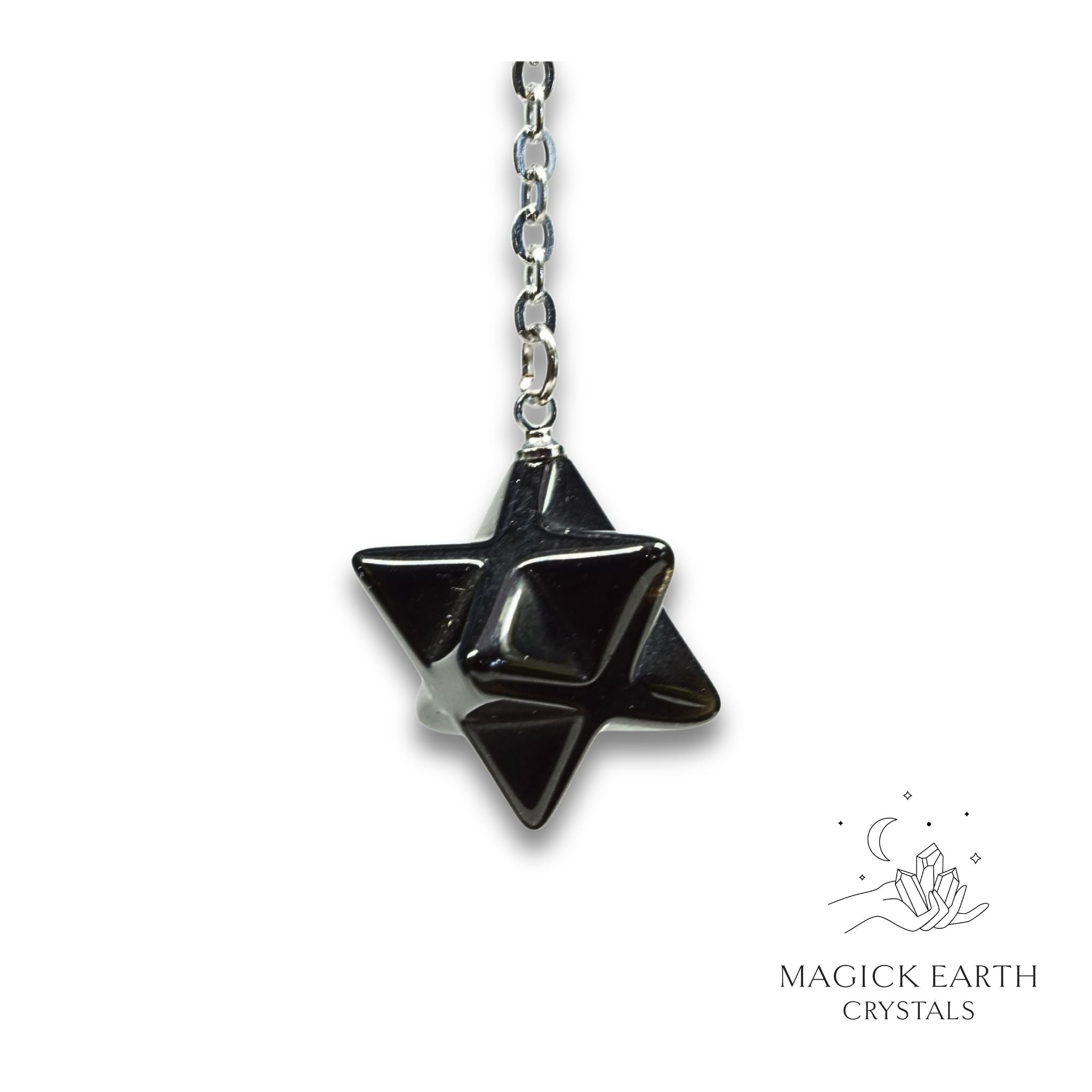 Obsidian Crystal Merkaba Pendulum for Tough Love Protection