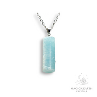 Aquamarine Pendant with Platinum Finish Option A For Courage & Communication