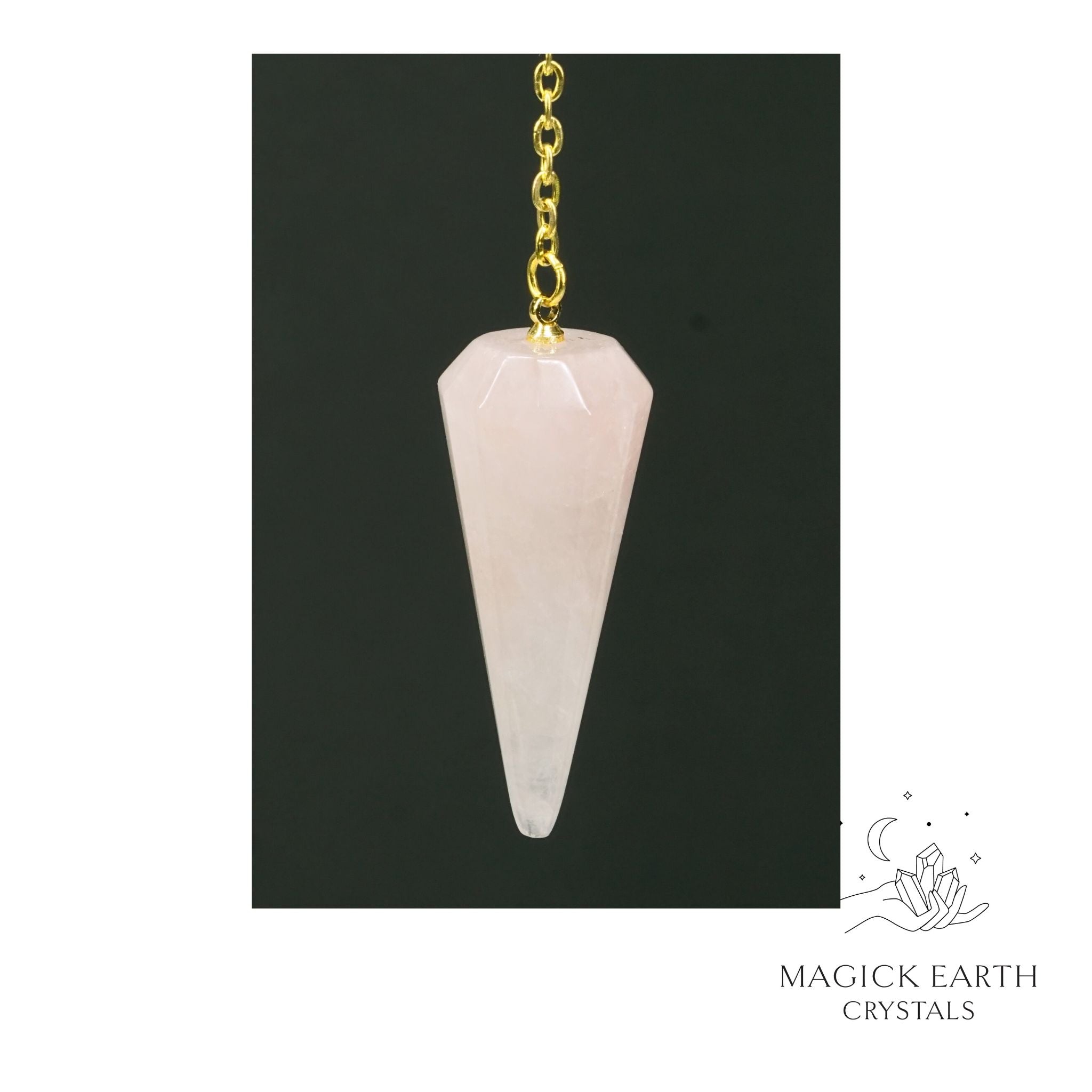 Rose Quartz 12 Facet Pendulum for Amplified Love Gold Finish