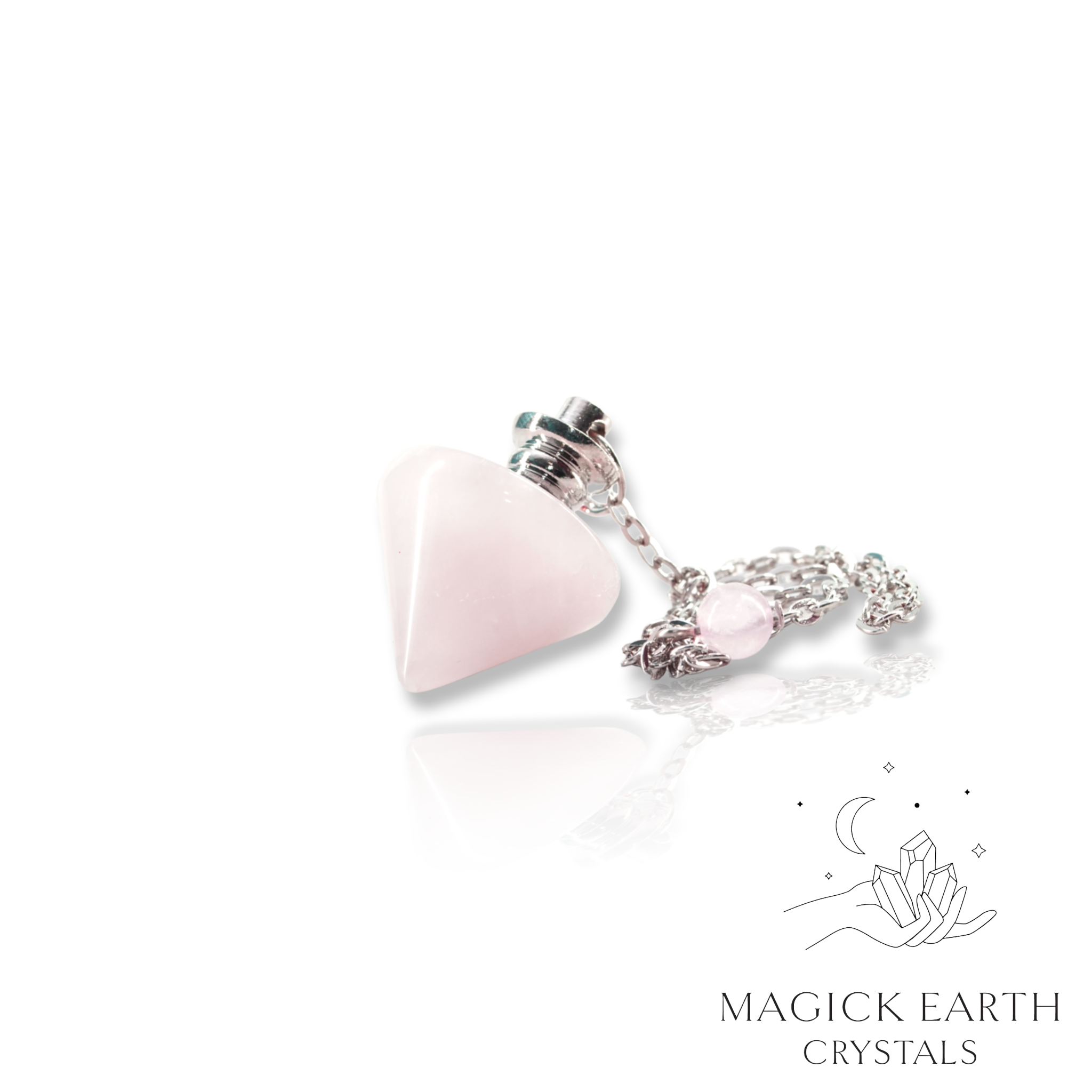 Rose Quartz Pinnacle  Pendulum with Platinum Finish For Amplified Love