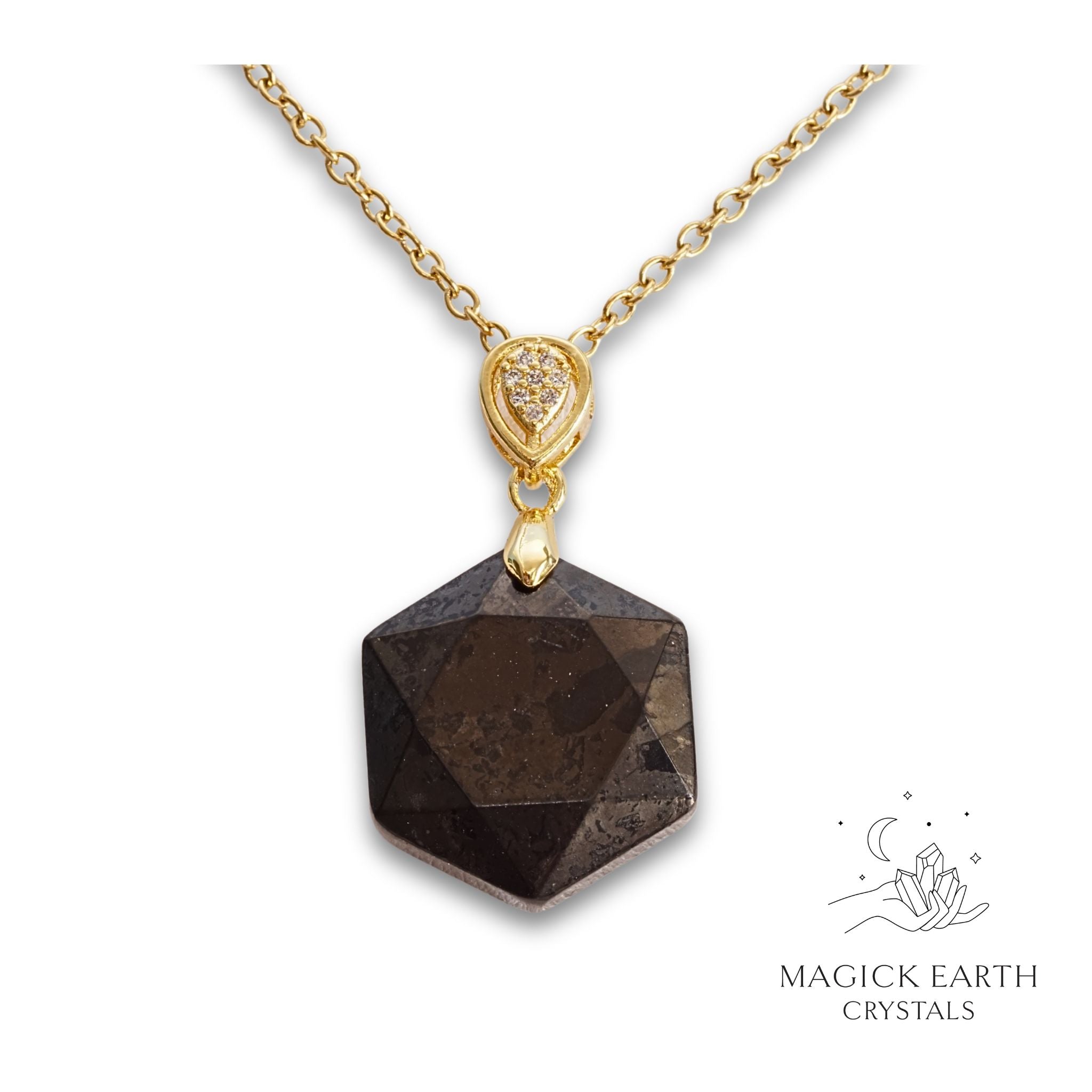 Shungite Hexagon Pendants with Gold Finish for Energetic Armour – Magick Earth Crystals Australia