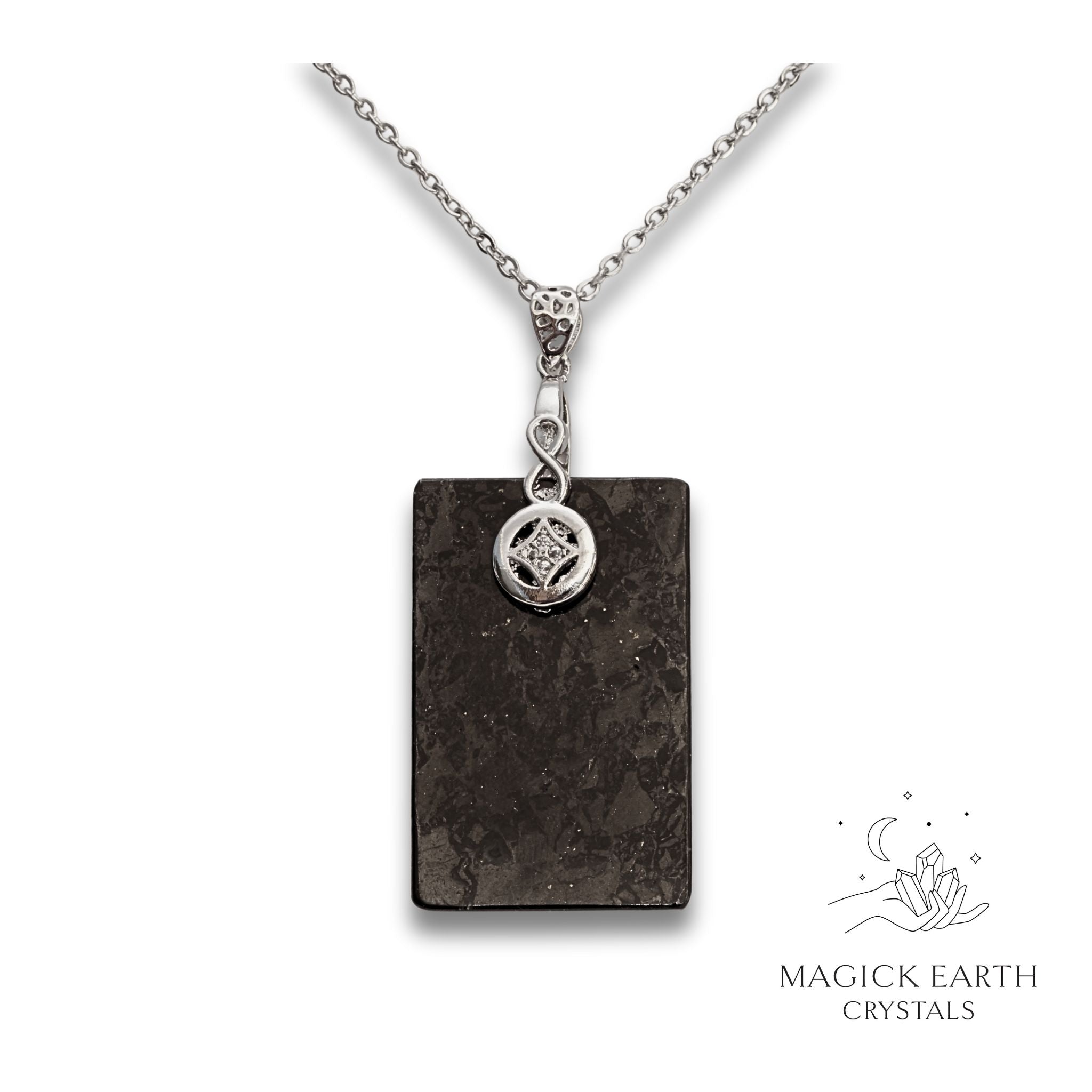 Shungite Pillar Pendants with Platinum Finish for Energetic Armour – Magick Earth Crystals Australia