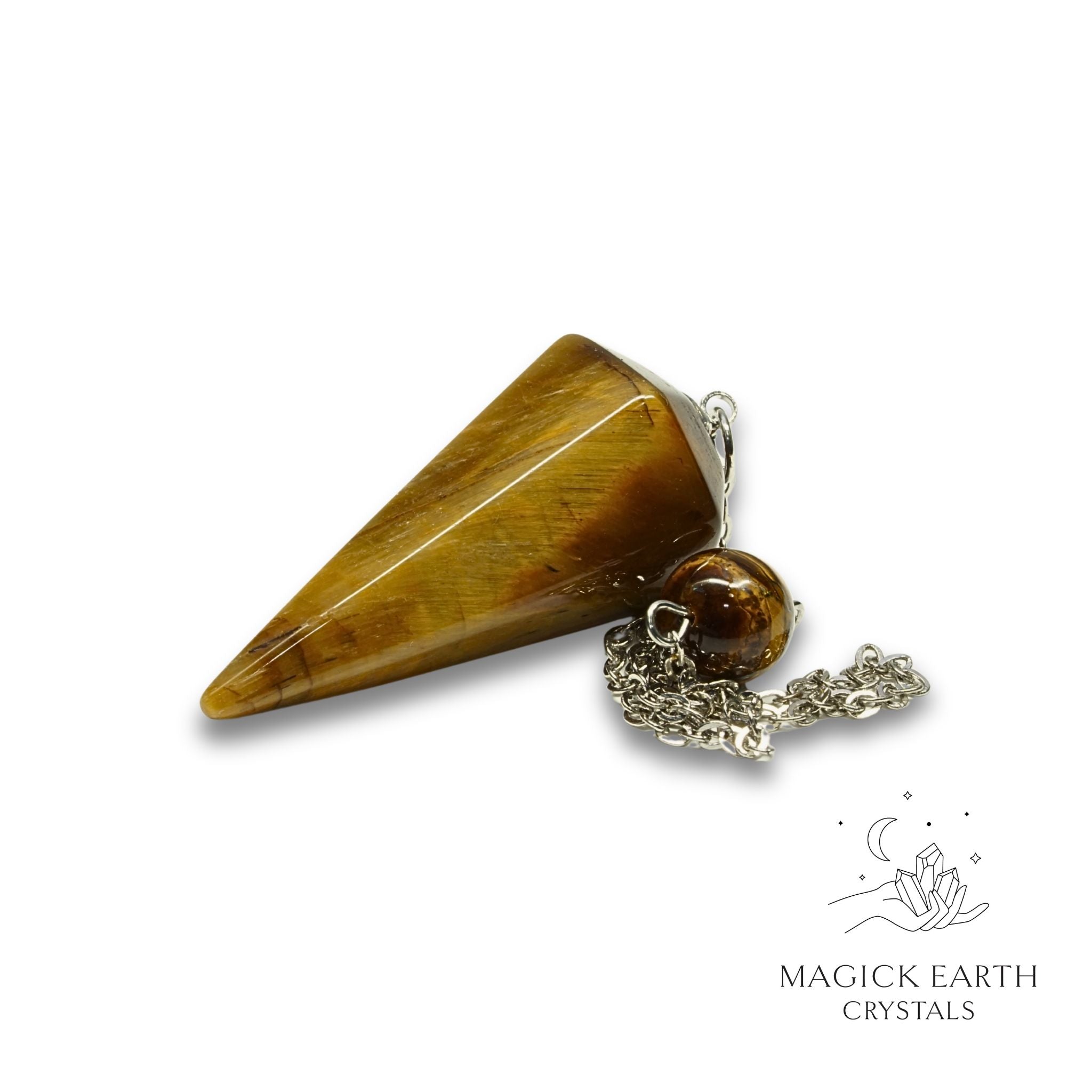 Tiger Eye Large Cone Pendulum For Confident Courage
