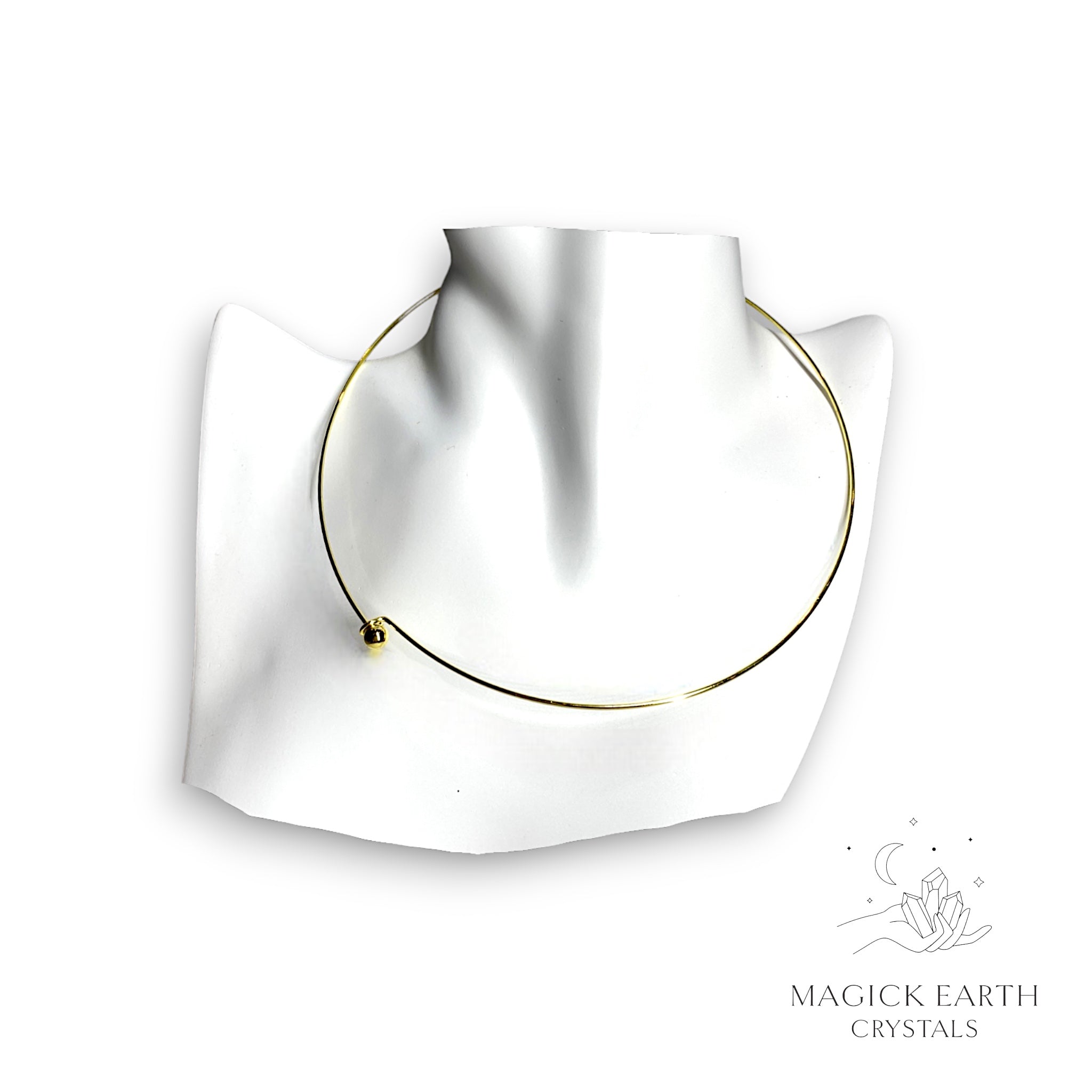 Wire Choker with Removable Bead and Gold Finish