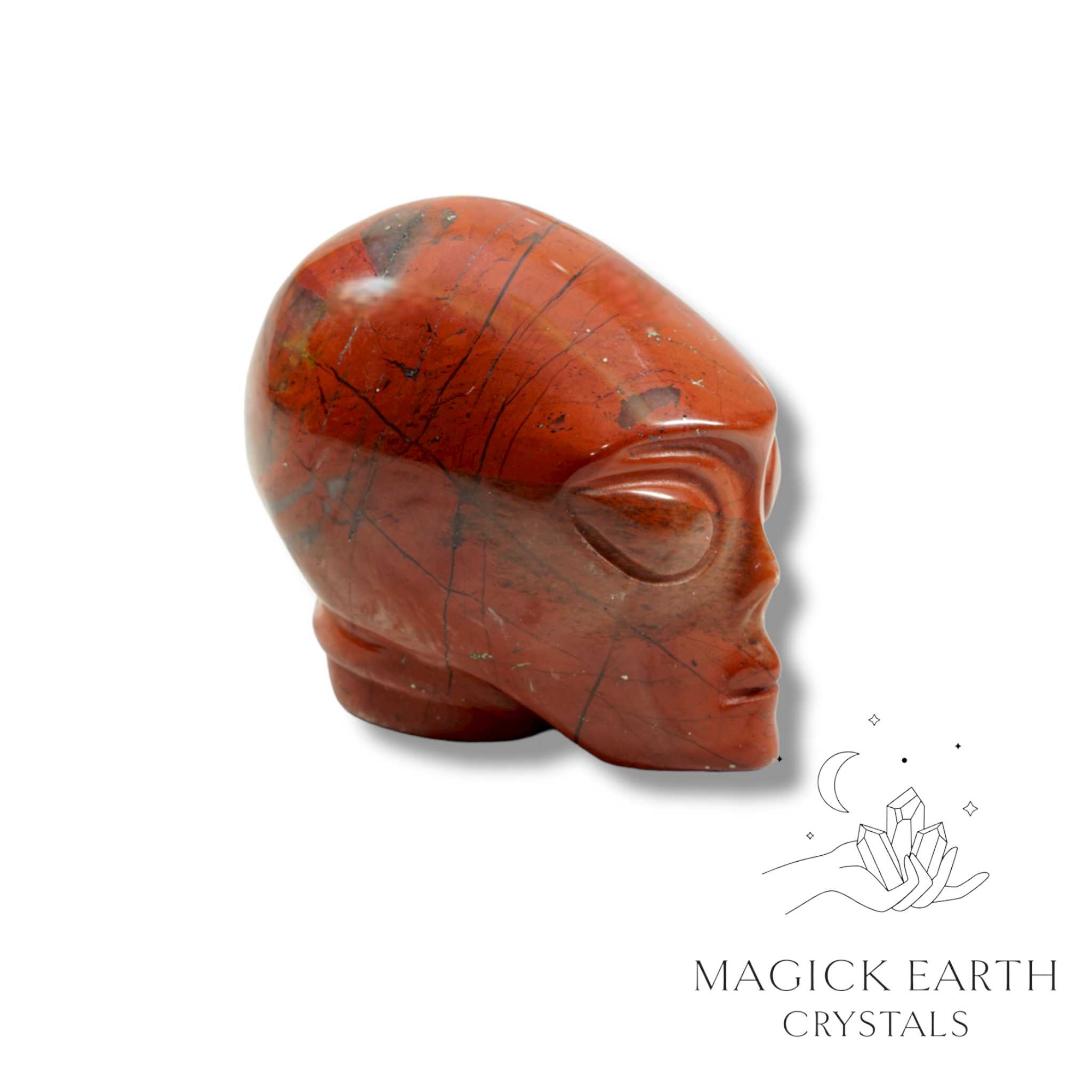 Red Jasper  Carved Alien Skull For  Grounded Power