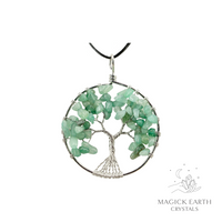 Aventurine crystal chip tree of life pendant For Luck & Opportunity