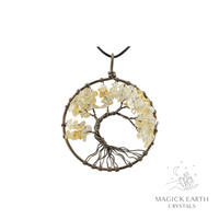Citrine crystal chip tree of life pendant For Abundance & Joy