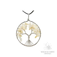 citrine crystal chip tree of life pendant For Abundance & Joy