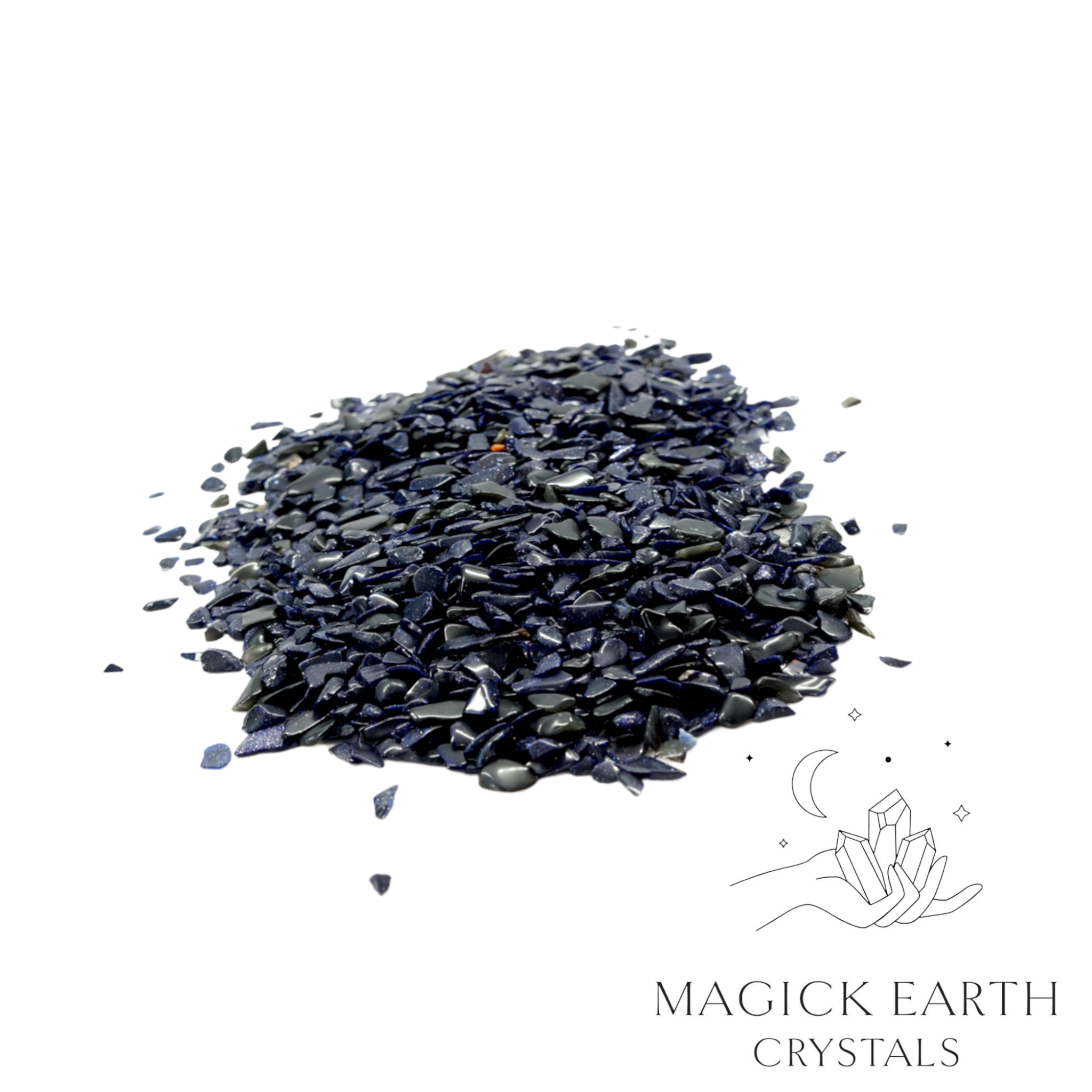 Blue Goldstone / Obsidian Tumbled Crystal  Chips Small For Ambition & Action
