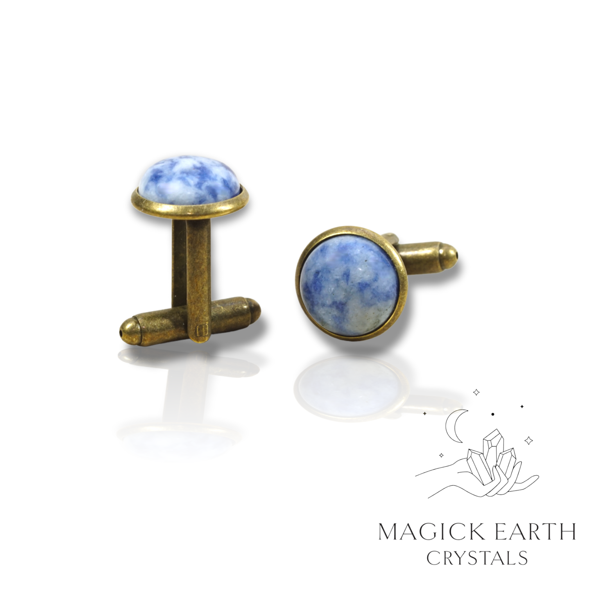 Blue Spot Jasper  Cufflinks  Antique Bronze Finish For Gentle Expression & Overwhelm