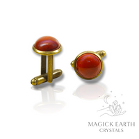 Strength & Stability - Brecciated Jasper Crystal Gemstone Cabochon Cufflinks With Antique Bronze Finish