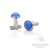 White Jade (Dyed Blue) Cufflinks  For Peaceful Clarity