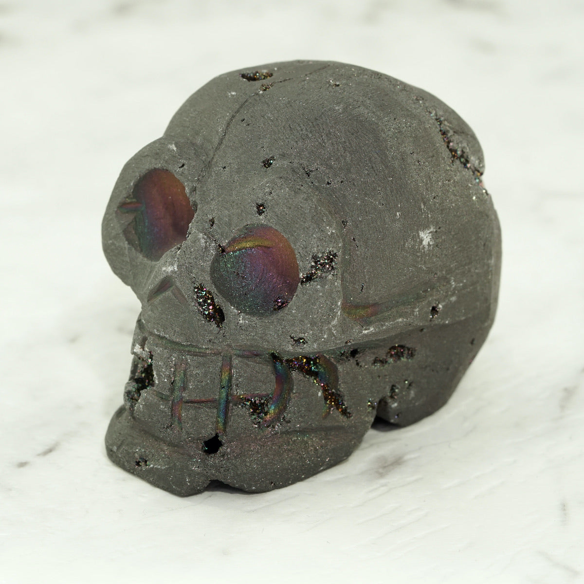 Agate Druzy Geode  Skull For Grounding & Resilience