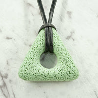 Sage Green Lava Triangle Pendants For Emotional Calm & Balance