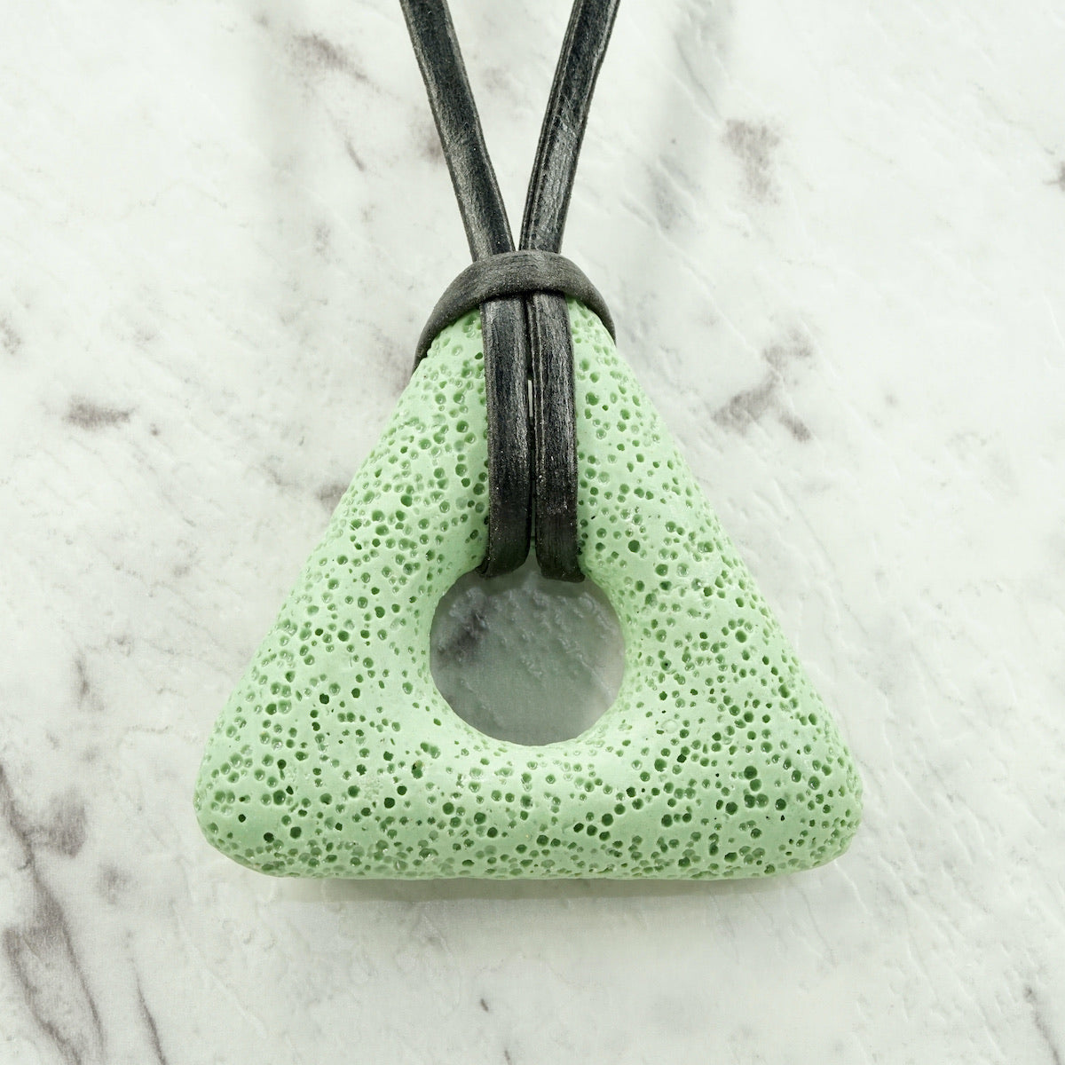 Sage Green Lava Triangle Pendants For Emotional Calm & Balance