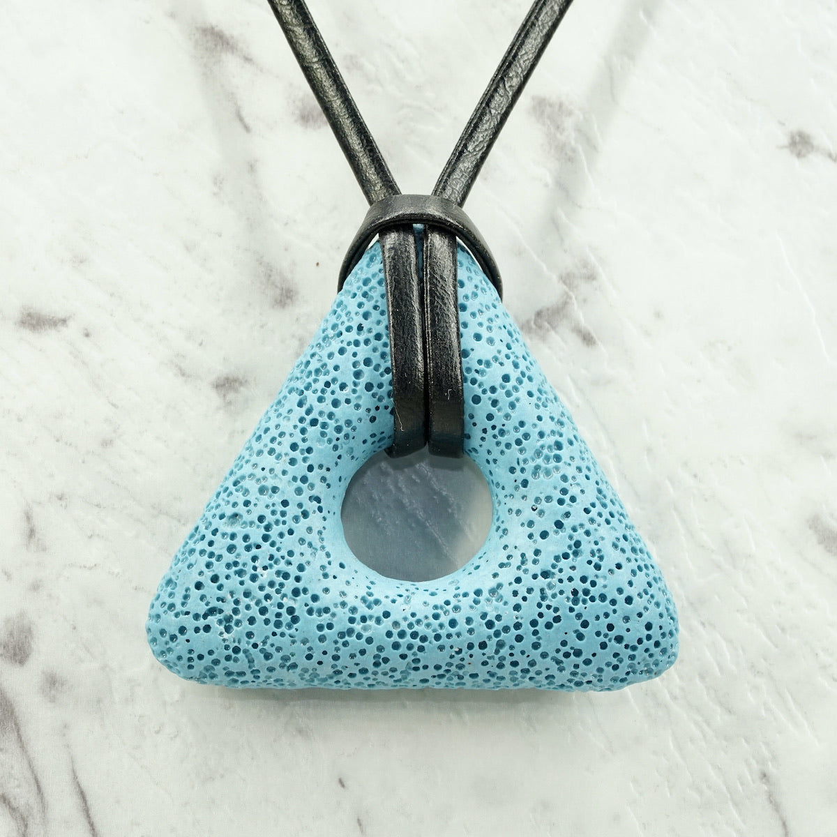 Sky Blue Lava Triangle Pendants For Emotional Calm & Balance