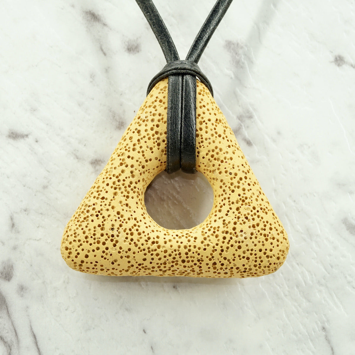 Mustard Lava Triangle Pendants For Emotional Calm & Balance