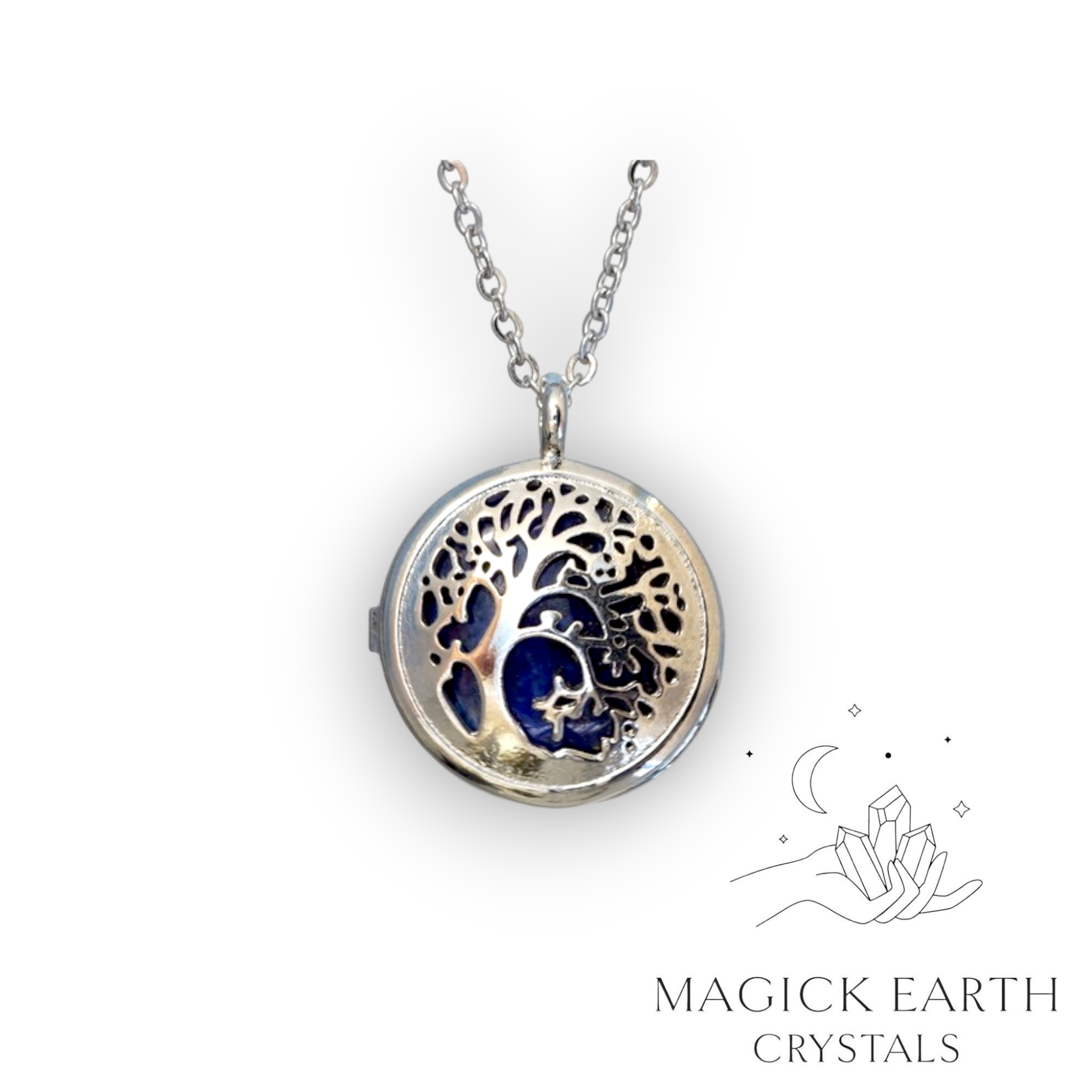 Lapis Lazuli Tree Of Life Diffuser Pendant For Clear-Sight & Wisdom