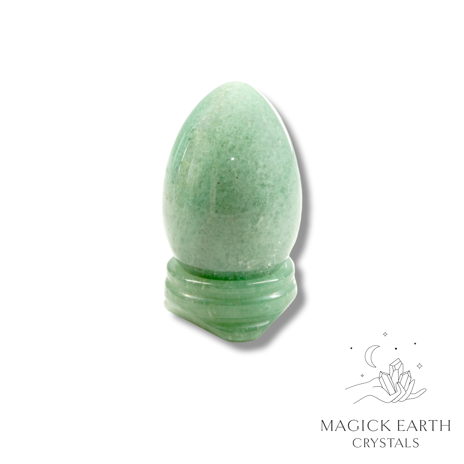 Aventurine Egg With Carved Stand For Luck & Opportunity
