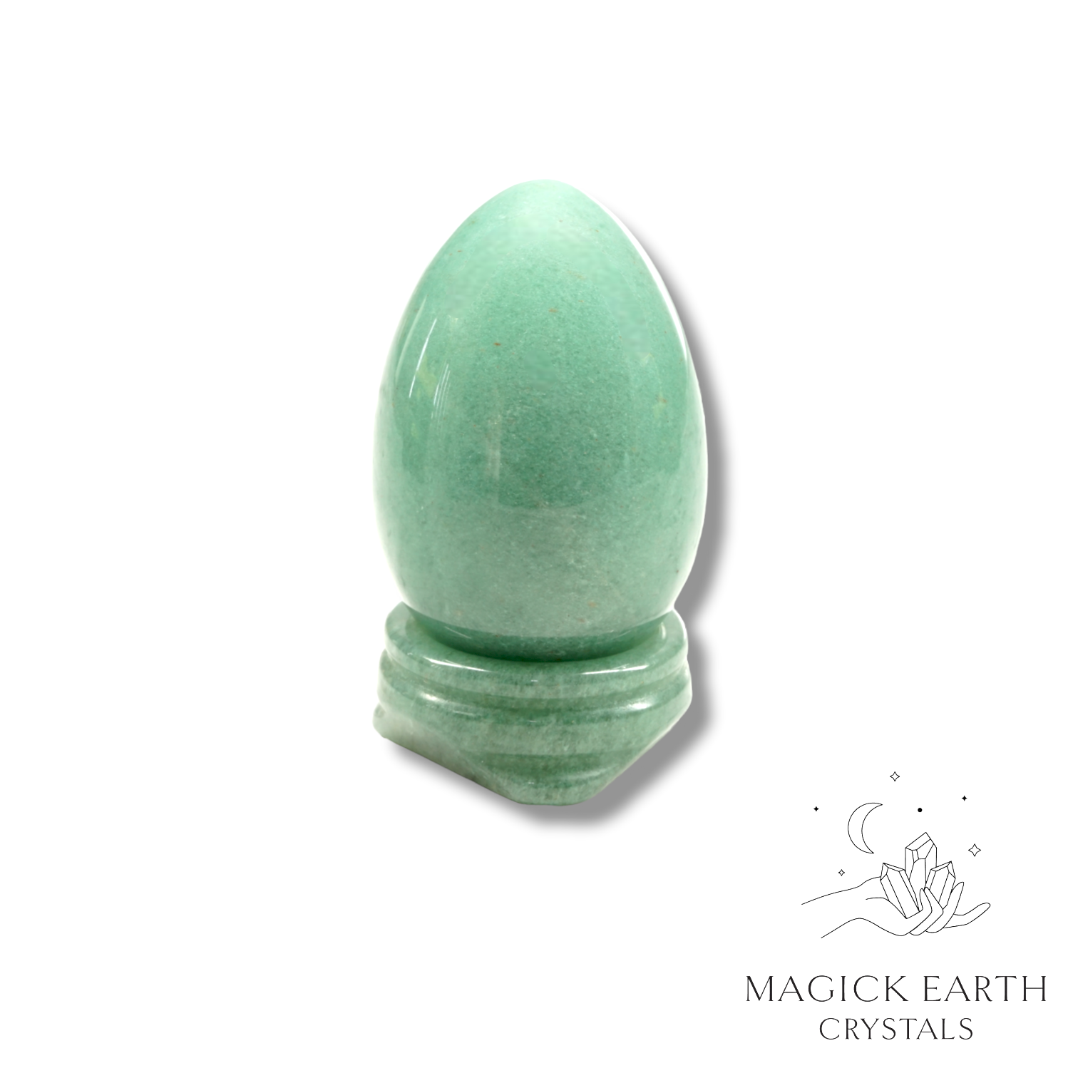 Aventurine Egg With Carved Stand For Luck & Opportunity